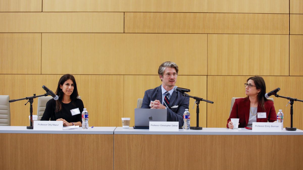 Panel discussion featuring law professors speaking during the AALS Pathways to Law Teaching workshop.