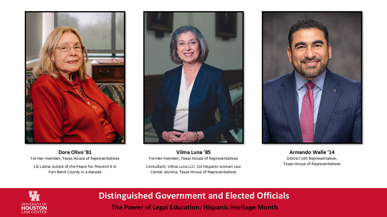 Distinguished government and elected officials Dora Olivo, Vilma Luna and Armando Walle.