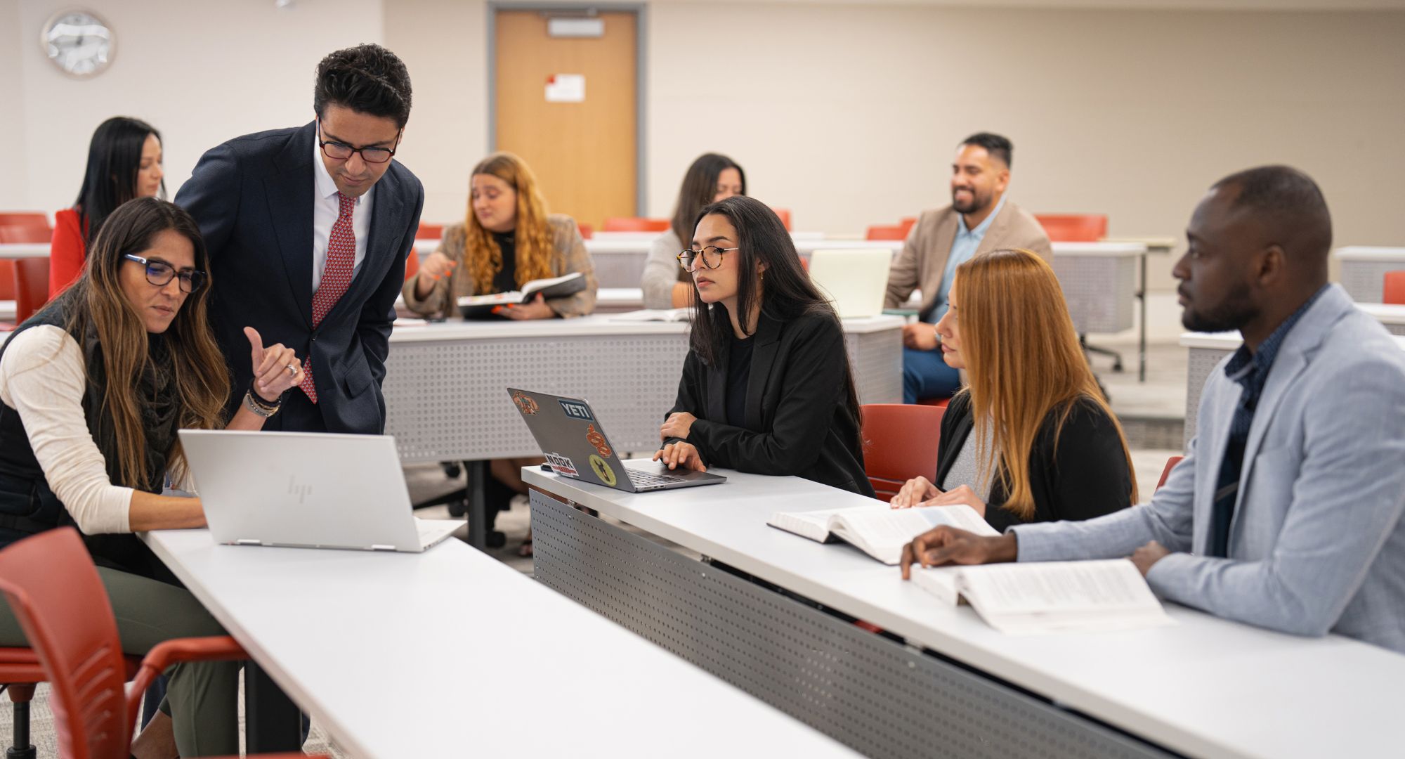 University of Houston Law Center students and faculty working together in a classroom